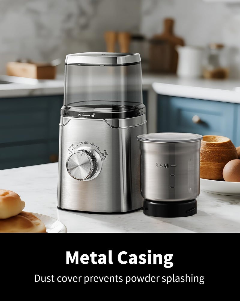 SHARDOR Electric Blade Coffee Grinder, Timed Grind Control Rotary Knob, All-stainless steel shell,Adjustable,for Coffee Beans, Spices & Herbs, with 1 Removable Stainless Steel Bowl,Sliver - Image 3